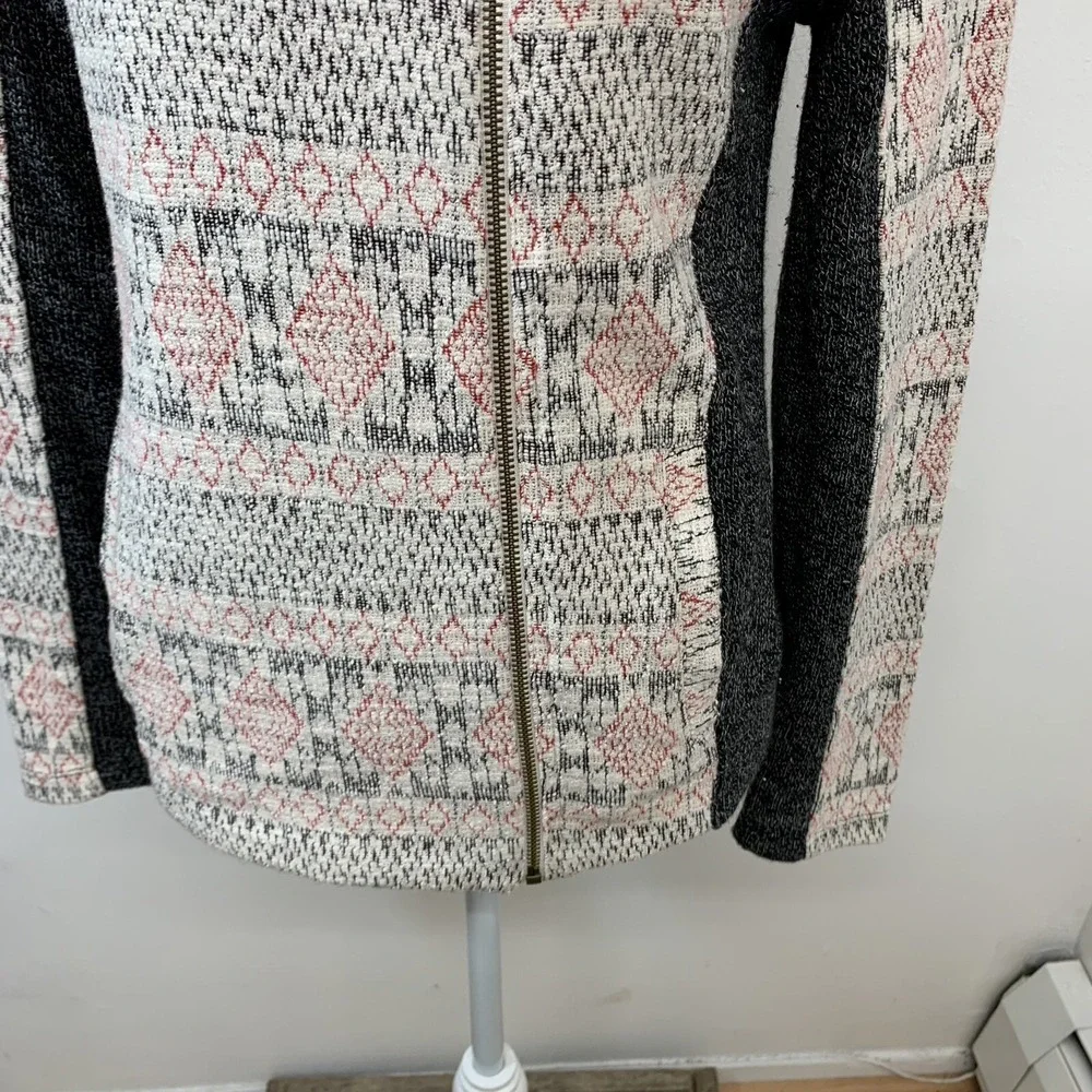 Lucky Brand Sweater Jacket Woman Medium Geometric Asymmetrical Zip Business Work